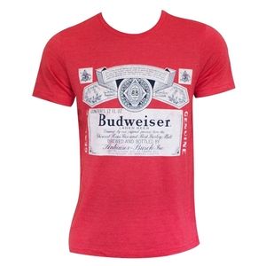 Heather red budweiser beer logo tee shirt